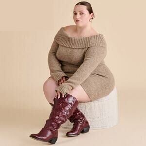 NWT Dolce Vita Mirla Extra Wide Calf Oxblood Leather Knee High Western Boots 9.5